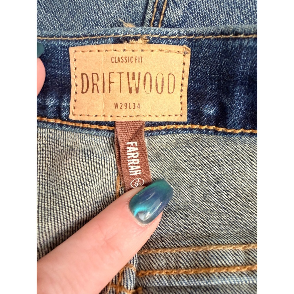 Driftwood Farrah Flare Jeans Embroidered Inset Blue 29x34 - Picture 4 of 5